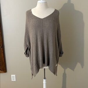 She + Sky V-Neck Sweater in Taupe